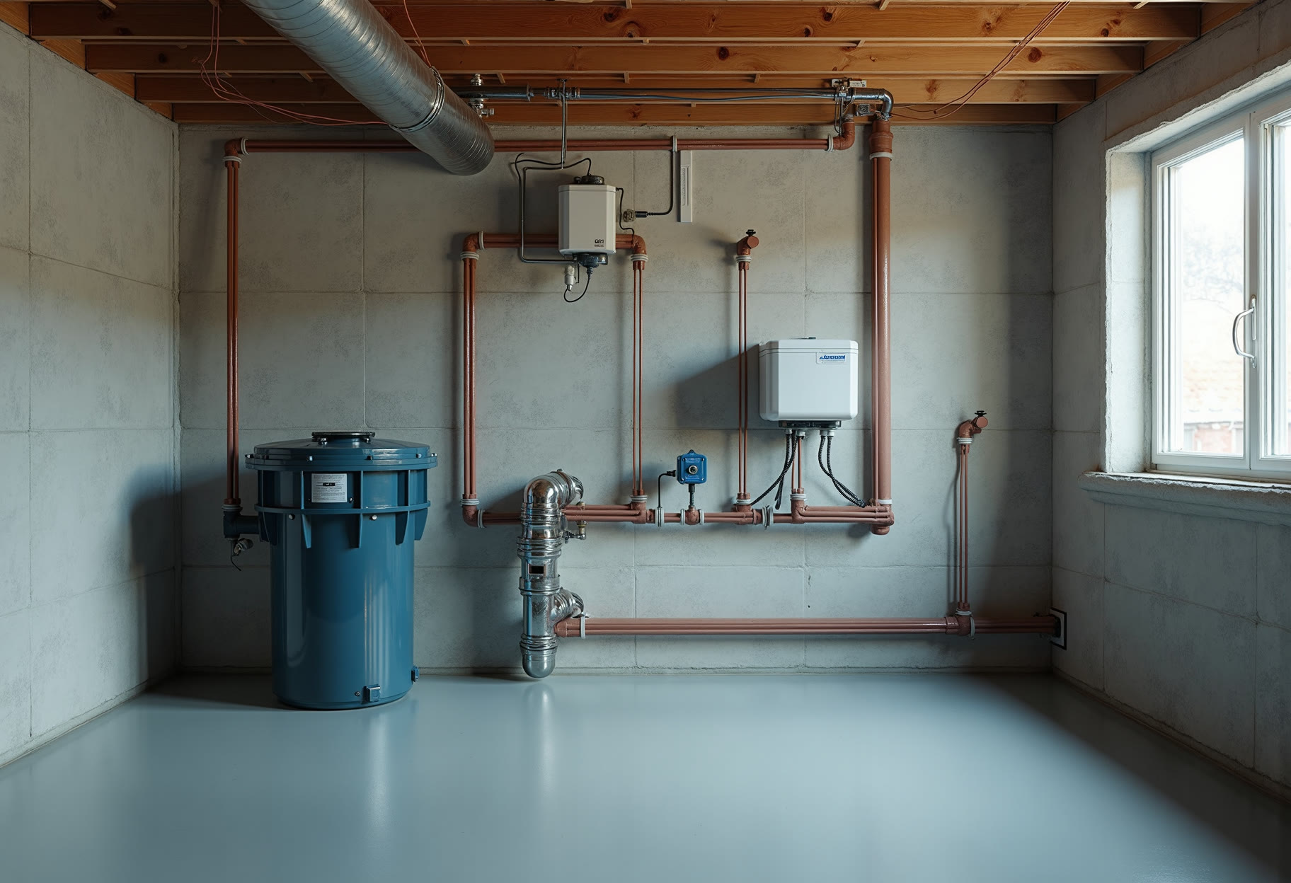 Clean basement utility setup